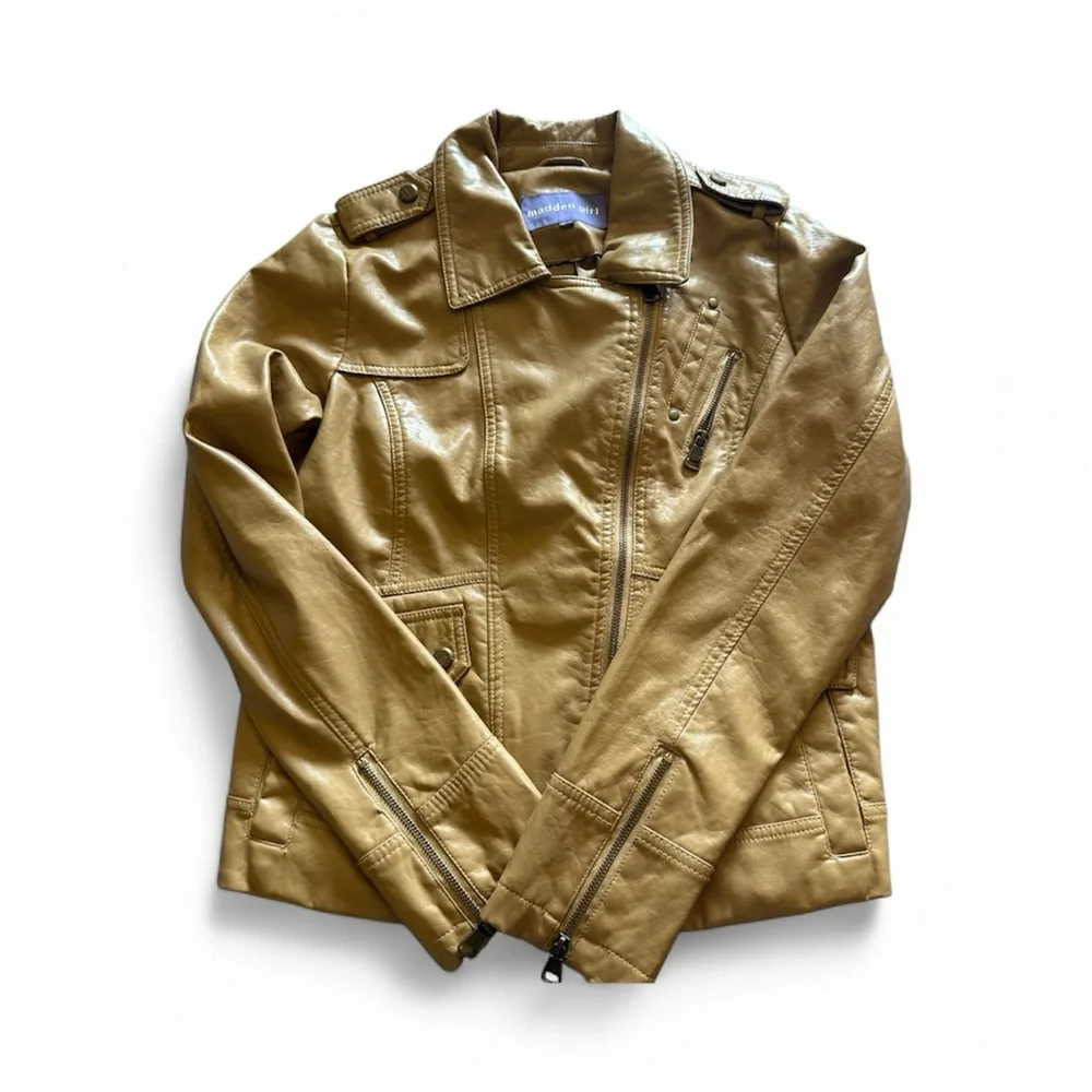 🧥 Madden Girl Faux Leather Moto Jacket – Tan (Size Large) - Picture 3 of 11